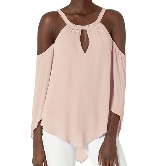 BCBG (retail $198) worn once* JAX COLD-SHOULDER HALTER TOP. Dusty pink. XXS - Picture 2 of 11
